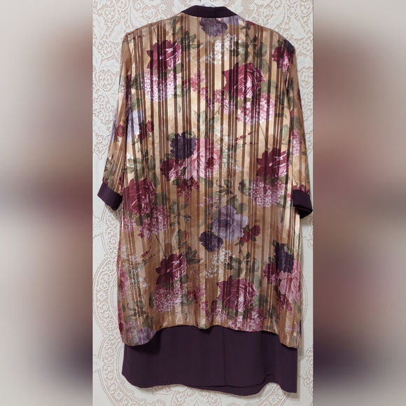 Purple floral iridescent jacket tank dress check measurements (InvW102) - Picture 2 of 7
